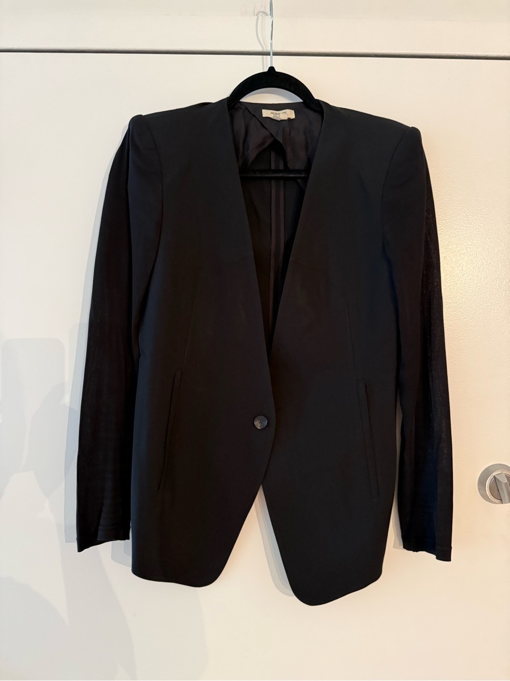 Helmut Lang Black Single-Button Blazer - Minimal V-Neck